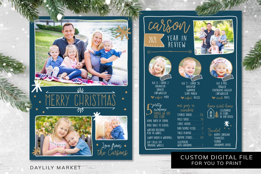 Christmas Card Year in Review Card Holiday Card Custom Holiday Photo