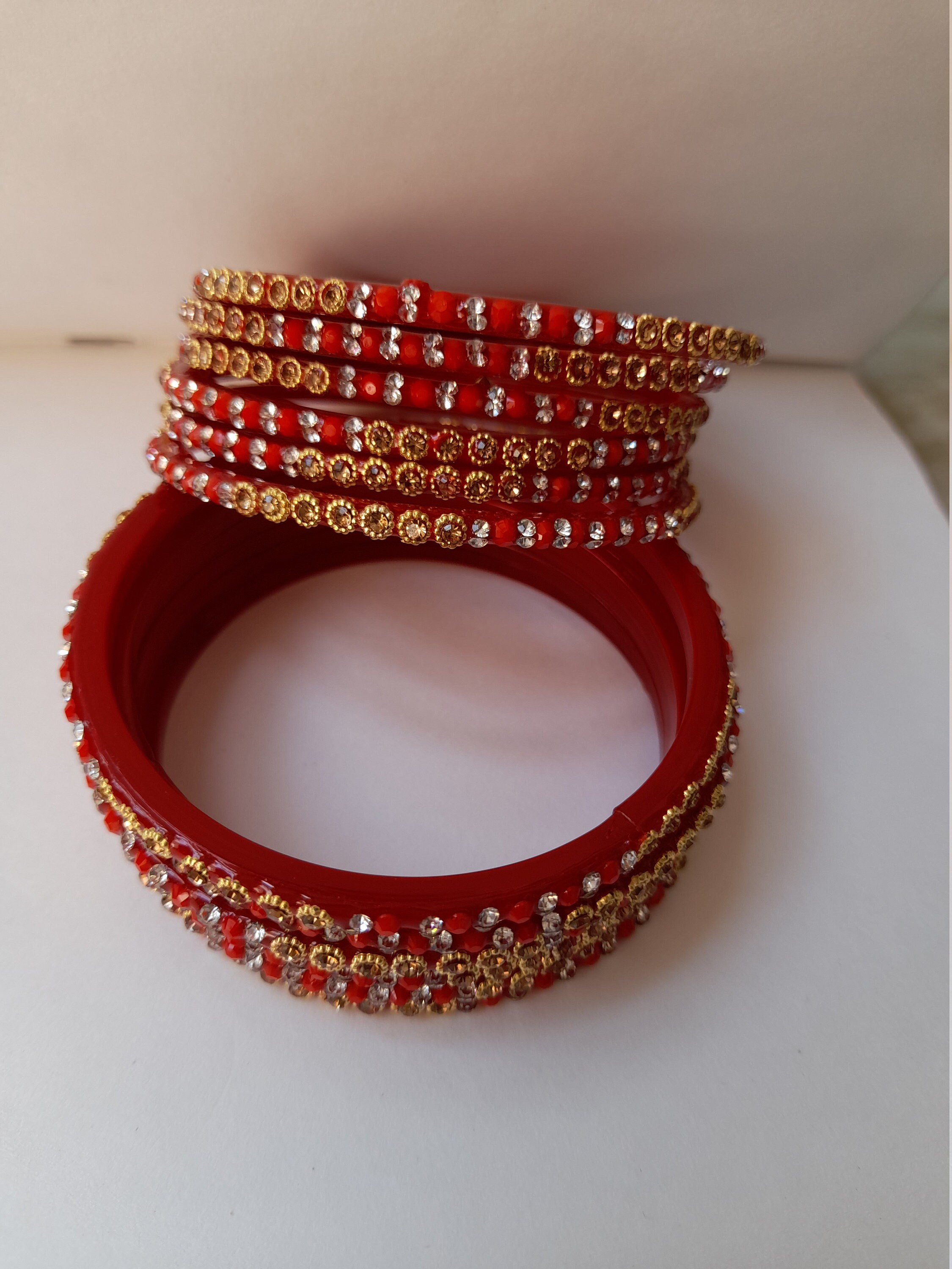 Red glass bangles Clearance