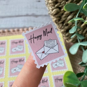 Autocollants Happy Mail / Autocollants courrier / Conception d'autocollants / Autocollant / Personnalisé / Personnel / Emballage / Autocollants mignons / Feuilles d'autocollants / Courrier