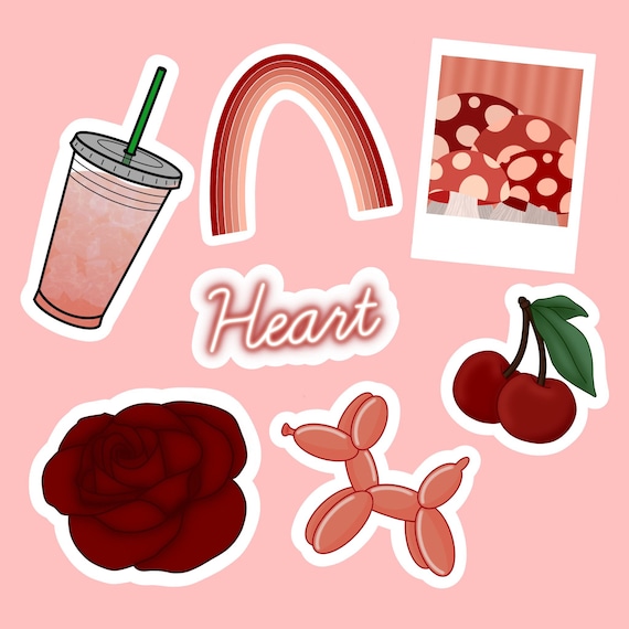 Red Aesthetic Sticker Pack Red Stickers Gift Cute Decals Fun Stickers Handmade Cute Pack of Stickers Red Aesthetic Red