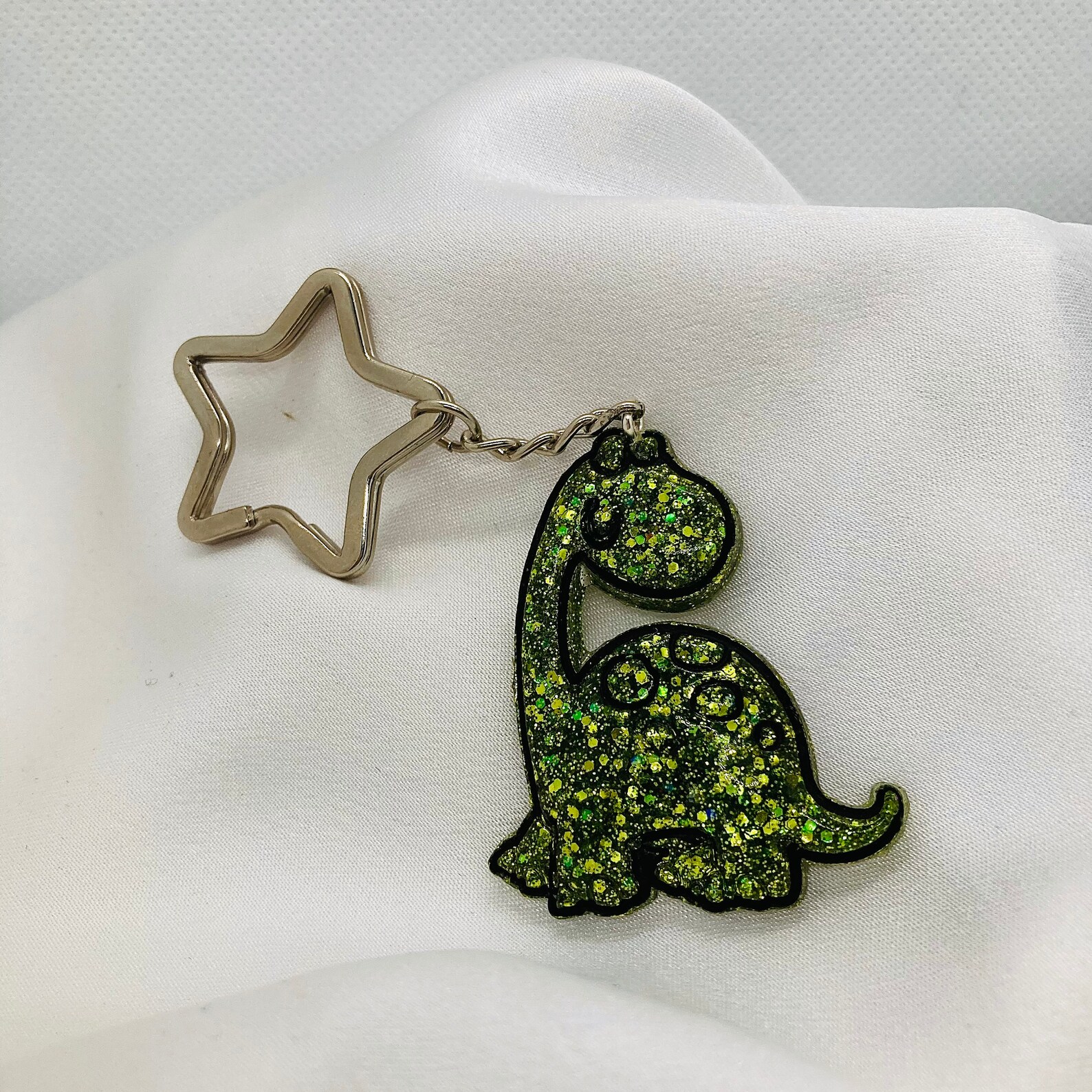 Dino Keychain / Dinosaur Keychain / Glittery Dinosaur Keychain Etsy
