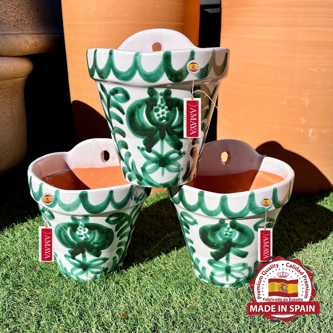 Set 3 Spanish Ceramic Wall Pots Fajalauza Style Eighteenth Century