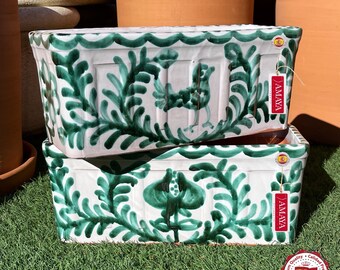 Set x 2 Jardinera de ceramica Española 30 cm - decoración estilo fajalauza siglo XVIII - típico de Granada