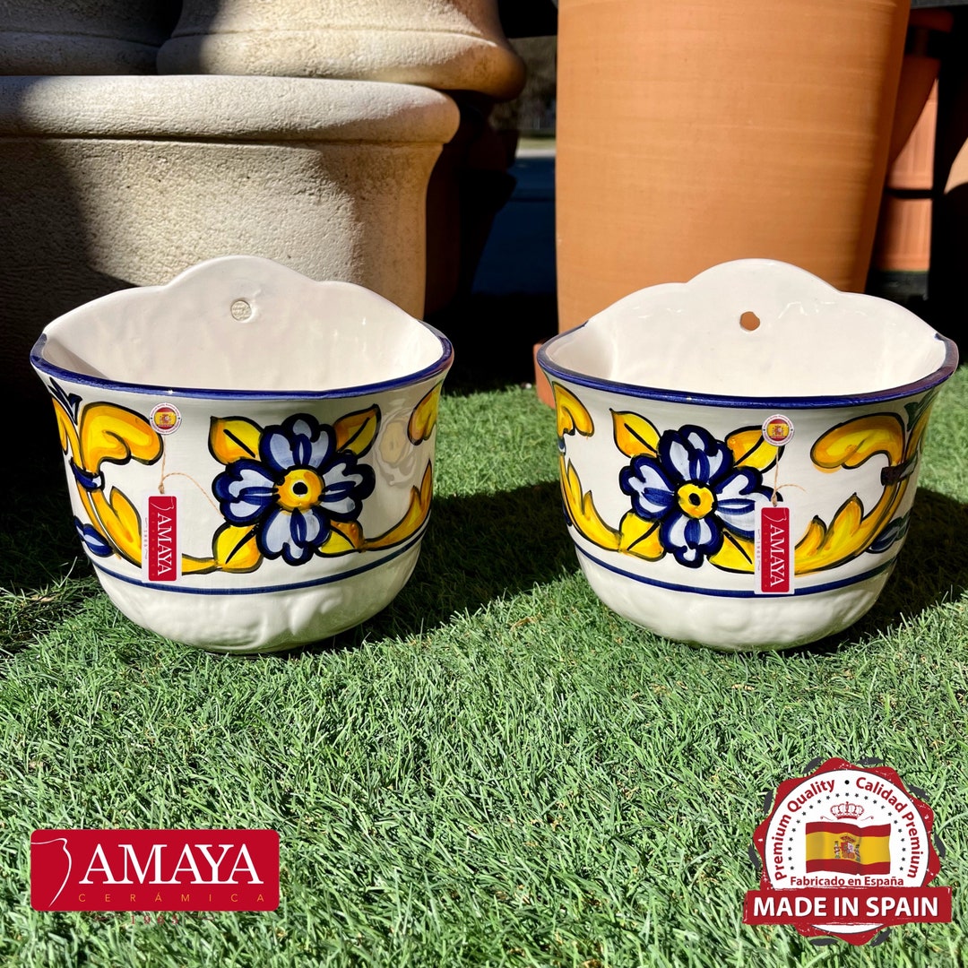 Set X 2 Spanish Ceramic Wall Hanging Pot Sevilla Model Etsy