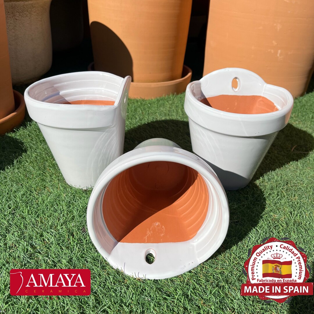 Set X 3 White Spanish Ceramic Wall Pots Made in Andalusia - Etsy