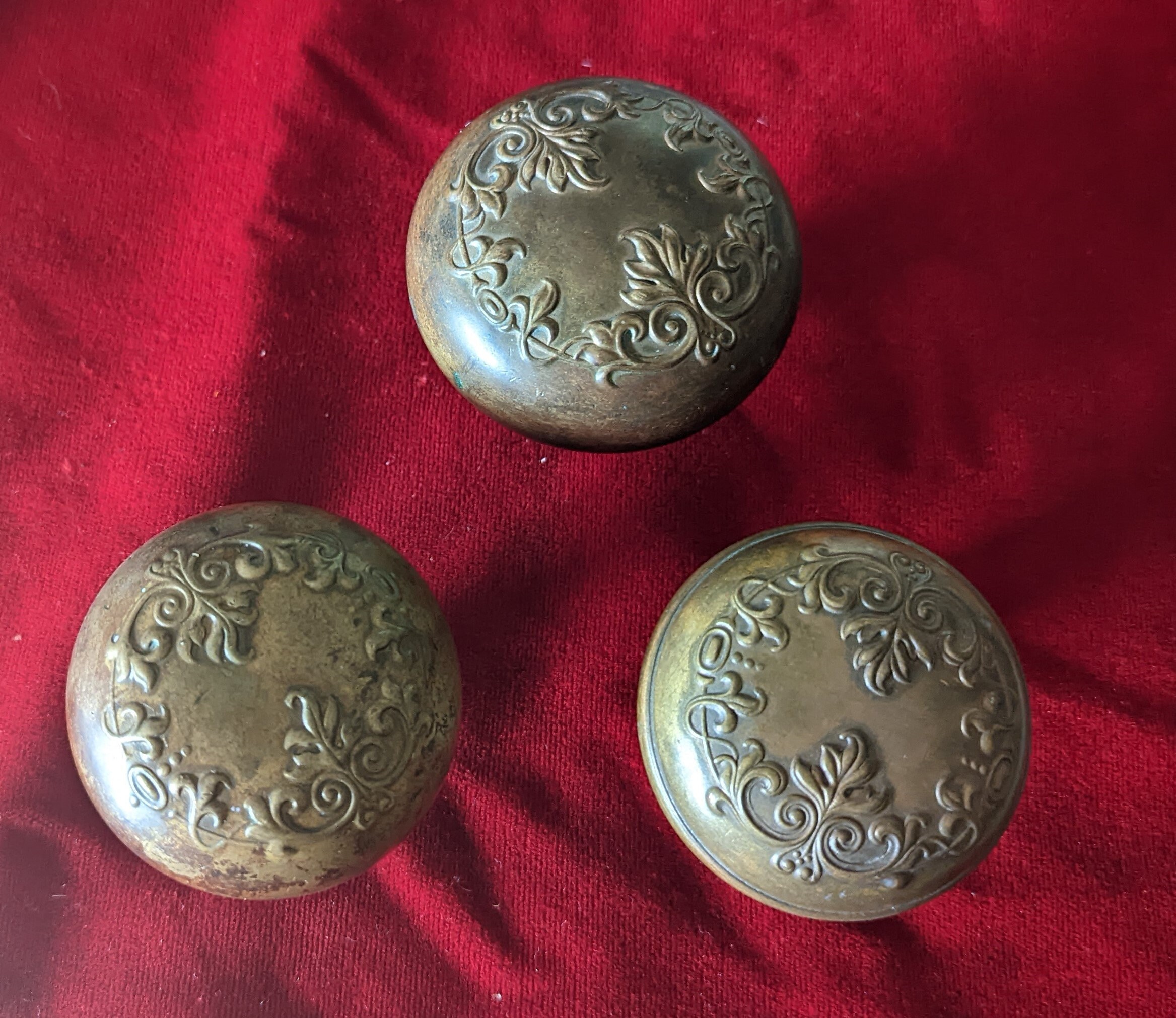 VITTORIA, Bronze Door Knobs in Excellent Shape. Made by Corbin, C. 1895