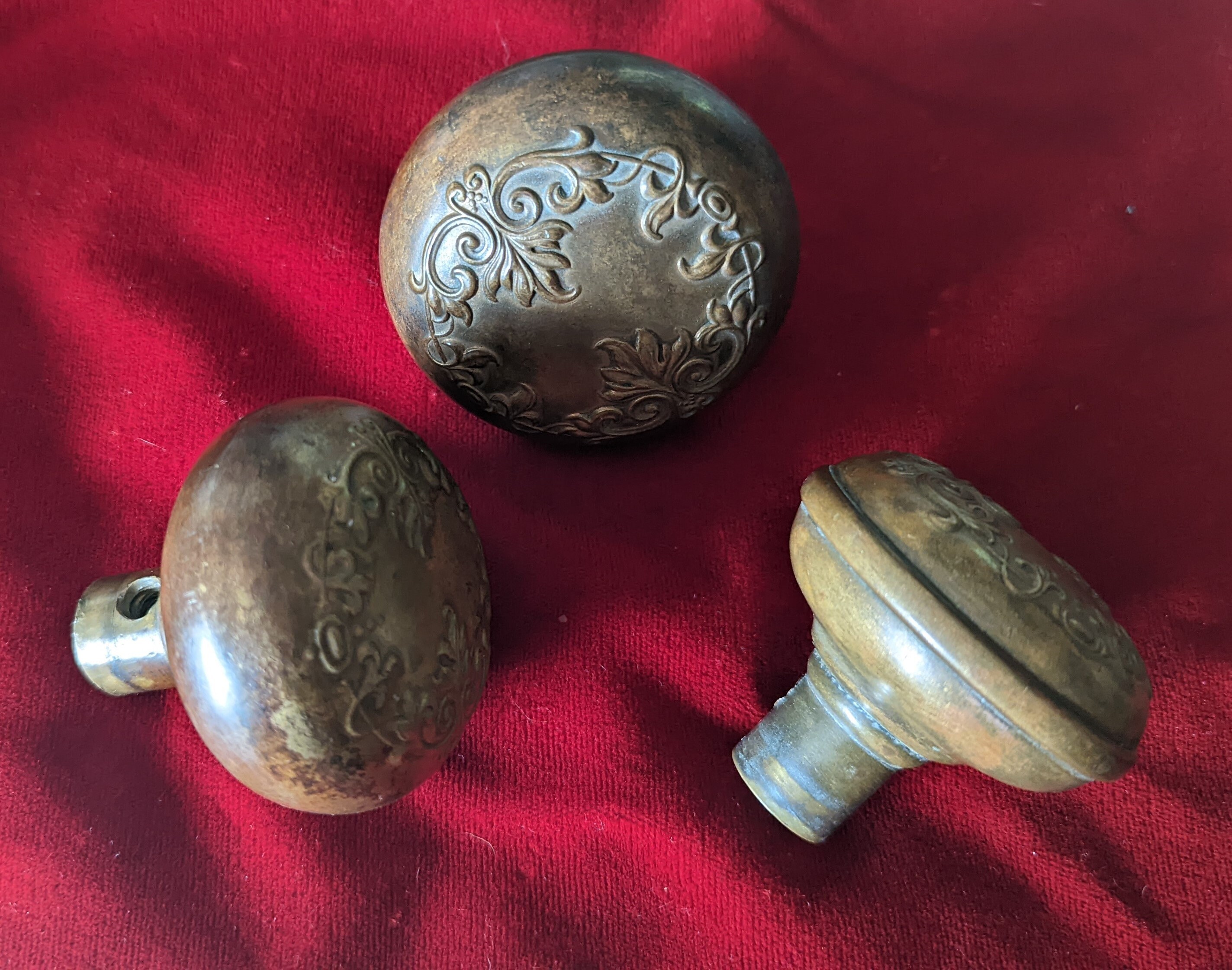 VITTORIA, Bronze Door Knobs in Excellent Shape. Made by Corbin, C. 1895