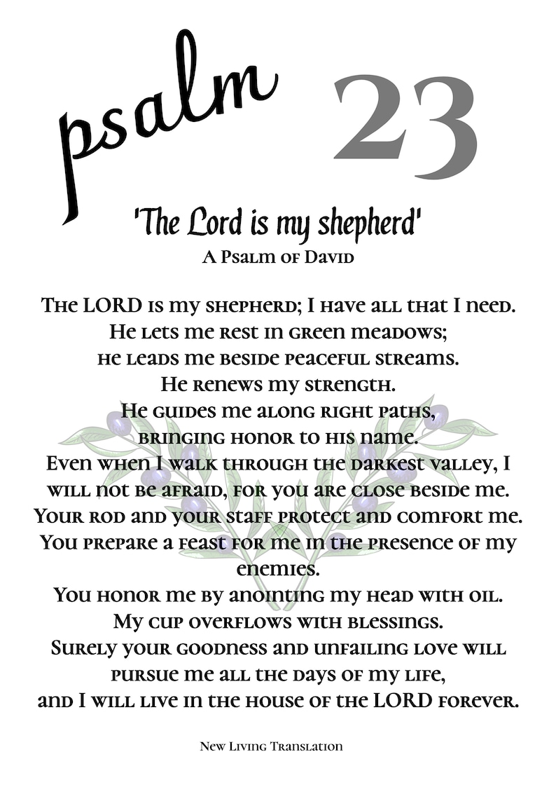 Psalm23 the Lord is My Shepherd Digital Print. English, King James ...