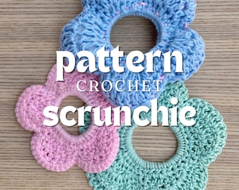 EN pattern - flower scrunchie crochet pattern