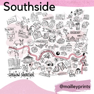 Glasgow Print - Southside Map