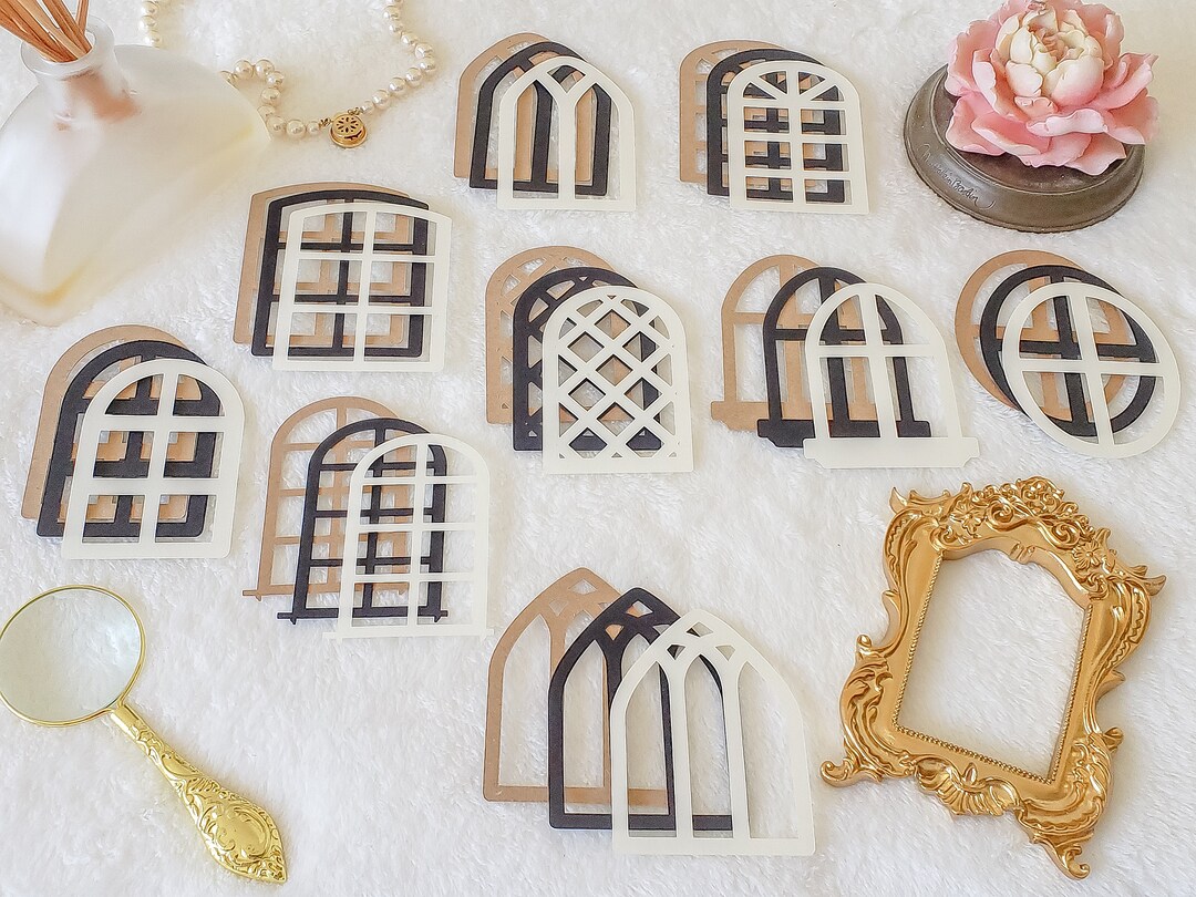 Windows Die Cut Outs Pack 9 Styles Scrapbooking Stationery Etsy