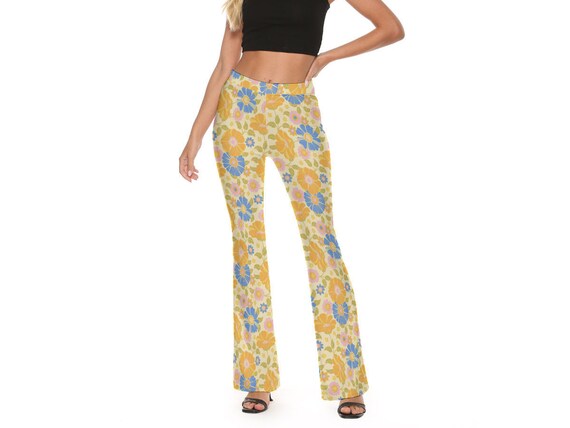 70s Floral Pants Retro 60s 70s Flower 
