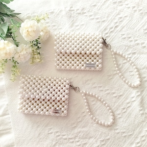 Perle Geldbörse Perlen Brieftasche Kartenhalter Mini Klein für Frauen