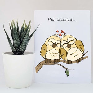 Lovebirds Wedding and Anniversary Printable Greeting Card