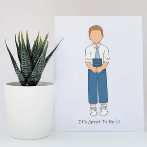 Great To Be 8 Baptism Printable Card- Light Brown Hair Boy