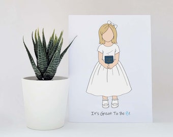 Great To Be 8 Baptism Printable Card- Blonde Hair Girl