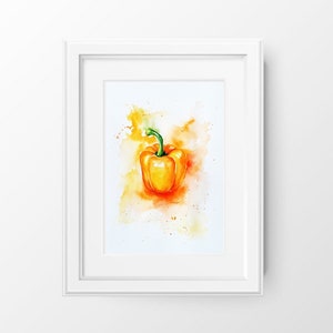 Paprika Painting Food Art Pepper Original Wall art Paprika Watercolor Still life Painting
