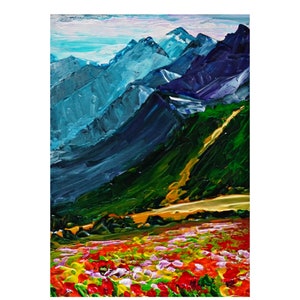 Alps Landscape Original Art Painting Impasto Acrylic Painting Landscape