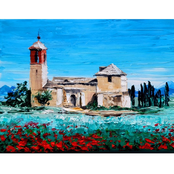 Tuscany Painting Landscape Original Art Impasto Oil Painting Italy Art work