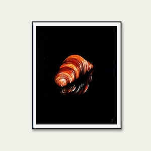 Croissant Painting Food Art Bakery Original Wall Art Croissant oil Still life Food Painting