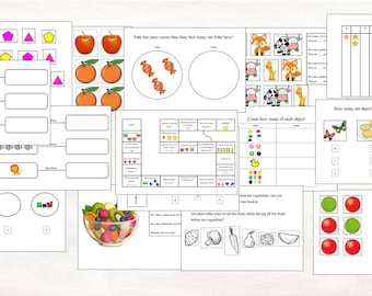 34 hojas de trabajo de actividades matemáticas imprimibles. Primeros años - 4to grado. Tamaño A4 y A5