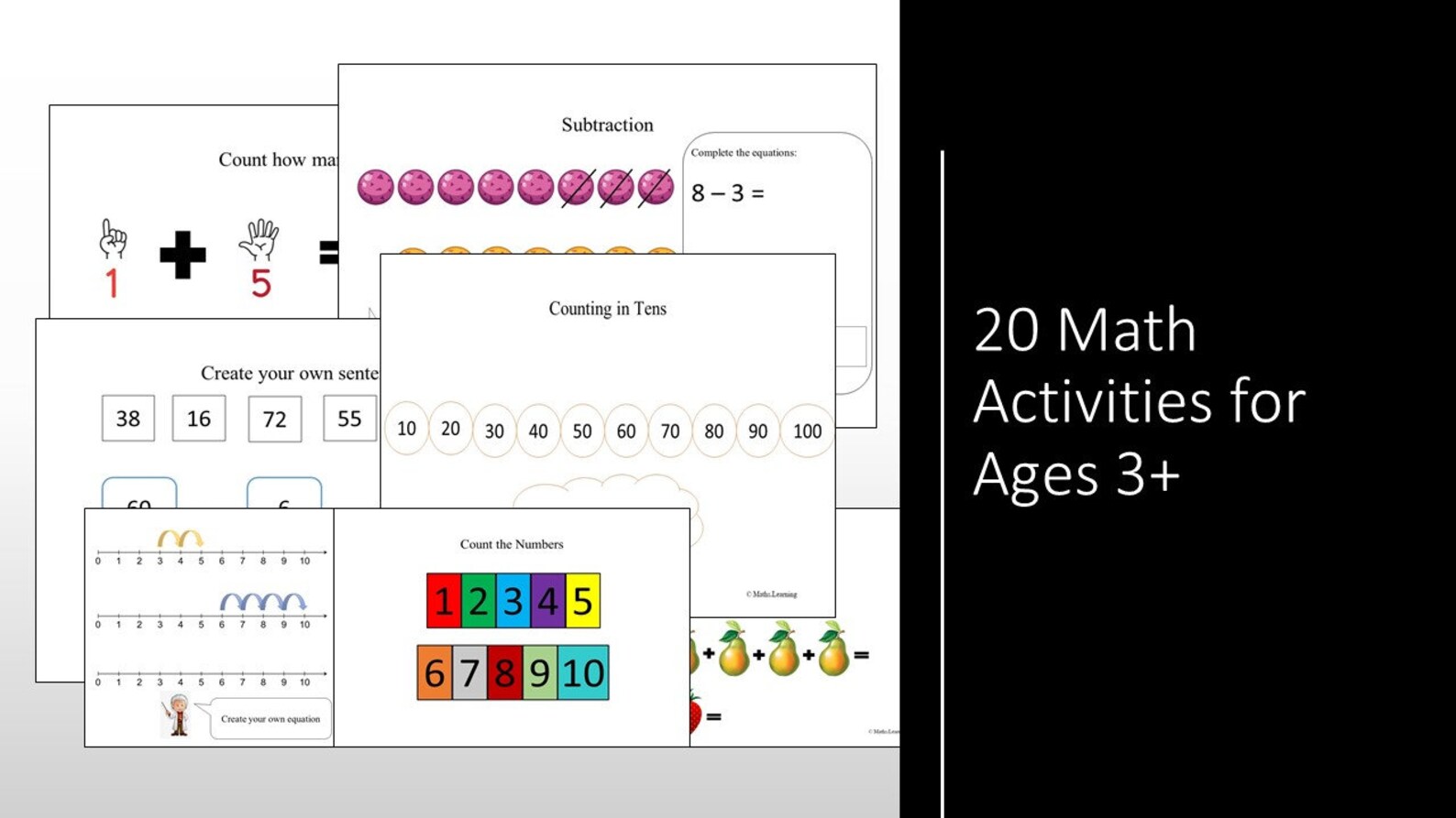 20 Printable Math Activity Addition Subtraction Place Value Time ...