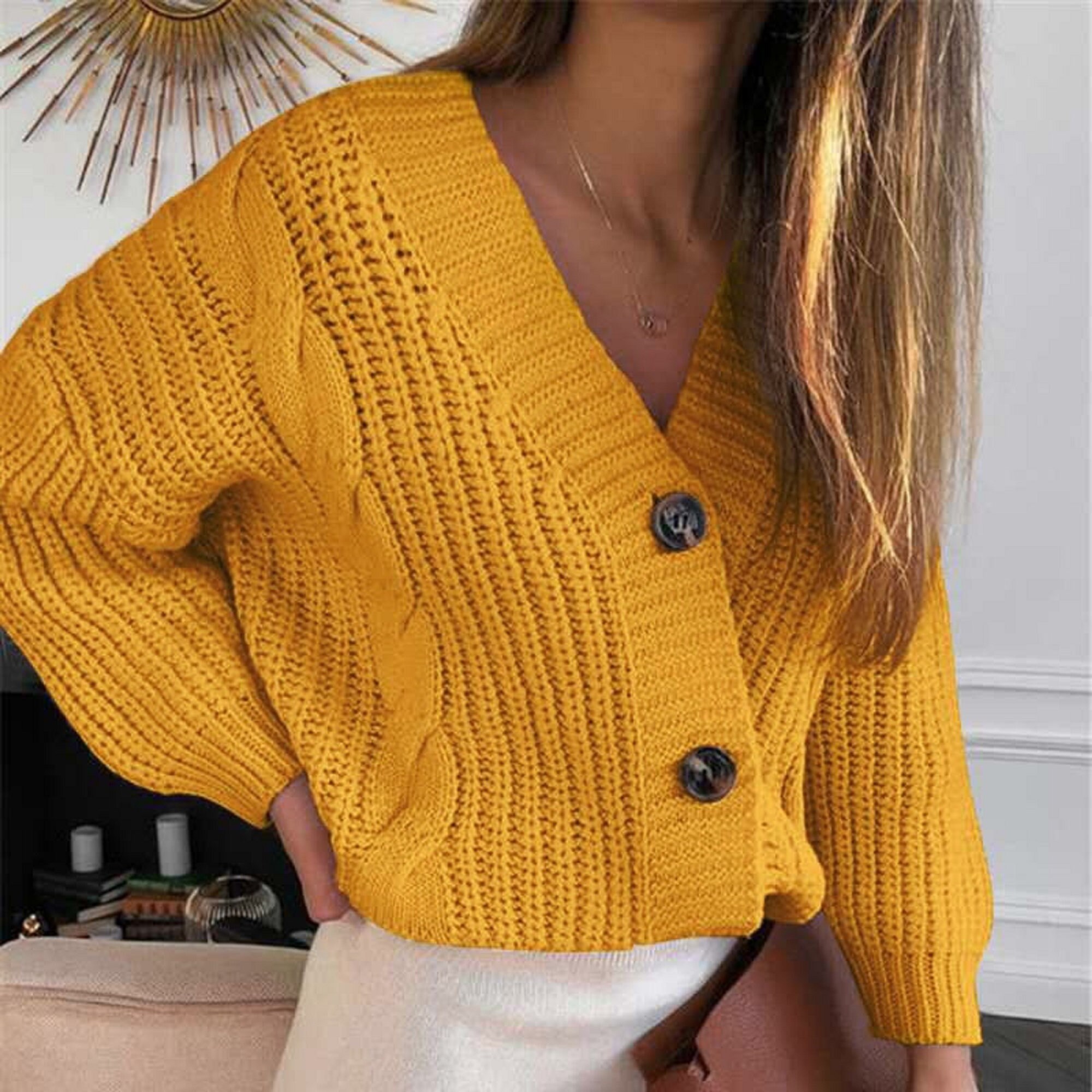 Women Short Cardigan Knitted Sweater 