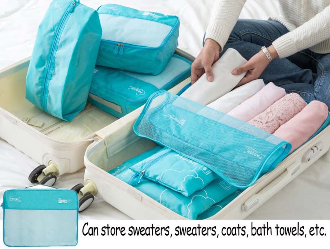 7 Pieces Set Travel Organizer Storage Bags Suitcase Portable Etsy