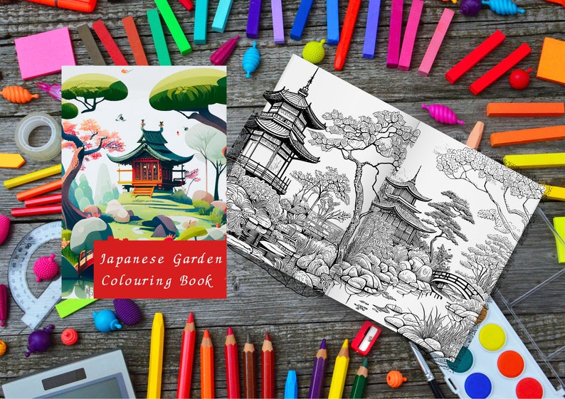 Japanese Garden Colouring Pages Printable Colouring Book - Etsy UK