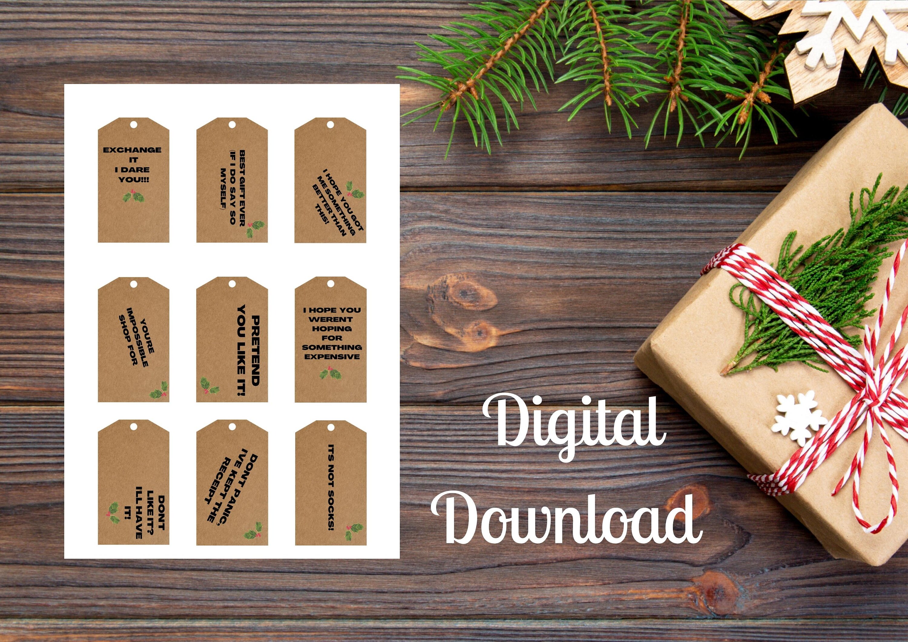 Rustic Christmas Gift Tags Printable Holiday Tags Set of 6 - Etsy UK