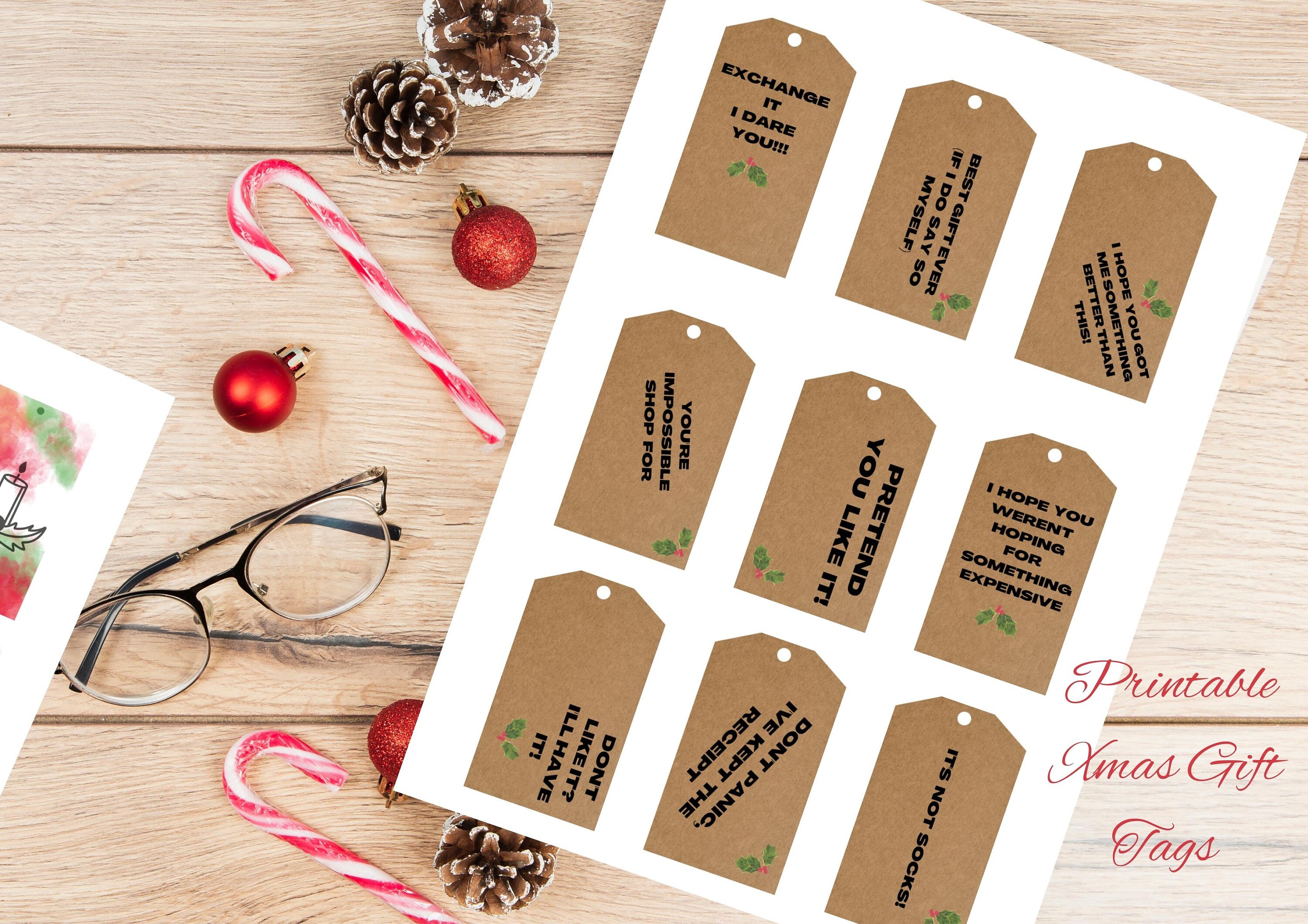Rustic Christmas Gift Tags Printable Holiday Tags Set of 6 - Etsy UK