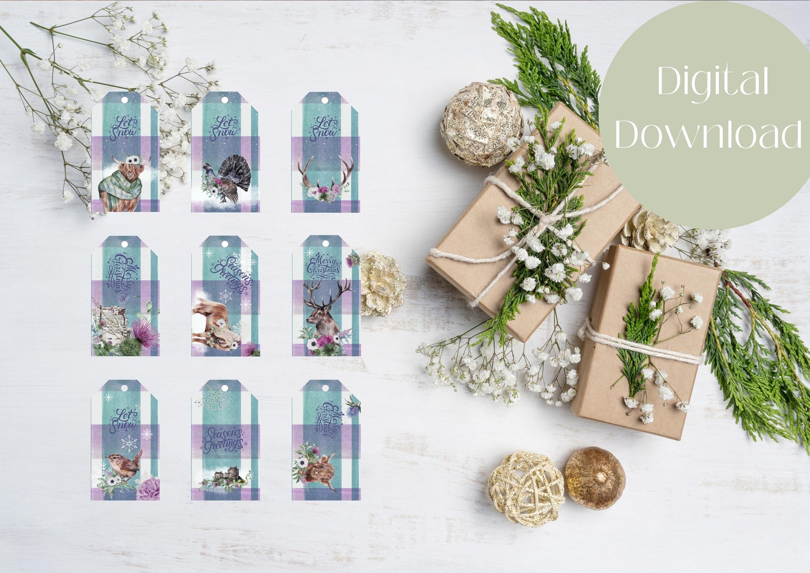 Scottish Christmas Gift Tags Printable Holiday Tags Set of Etsy UK