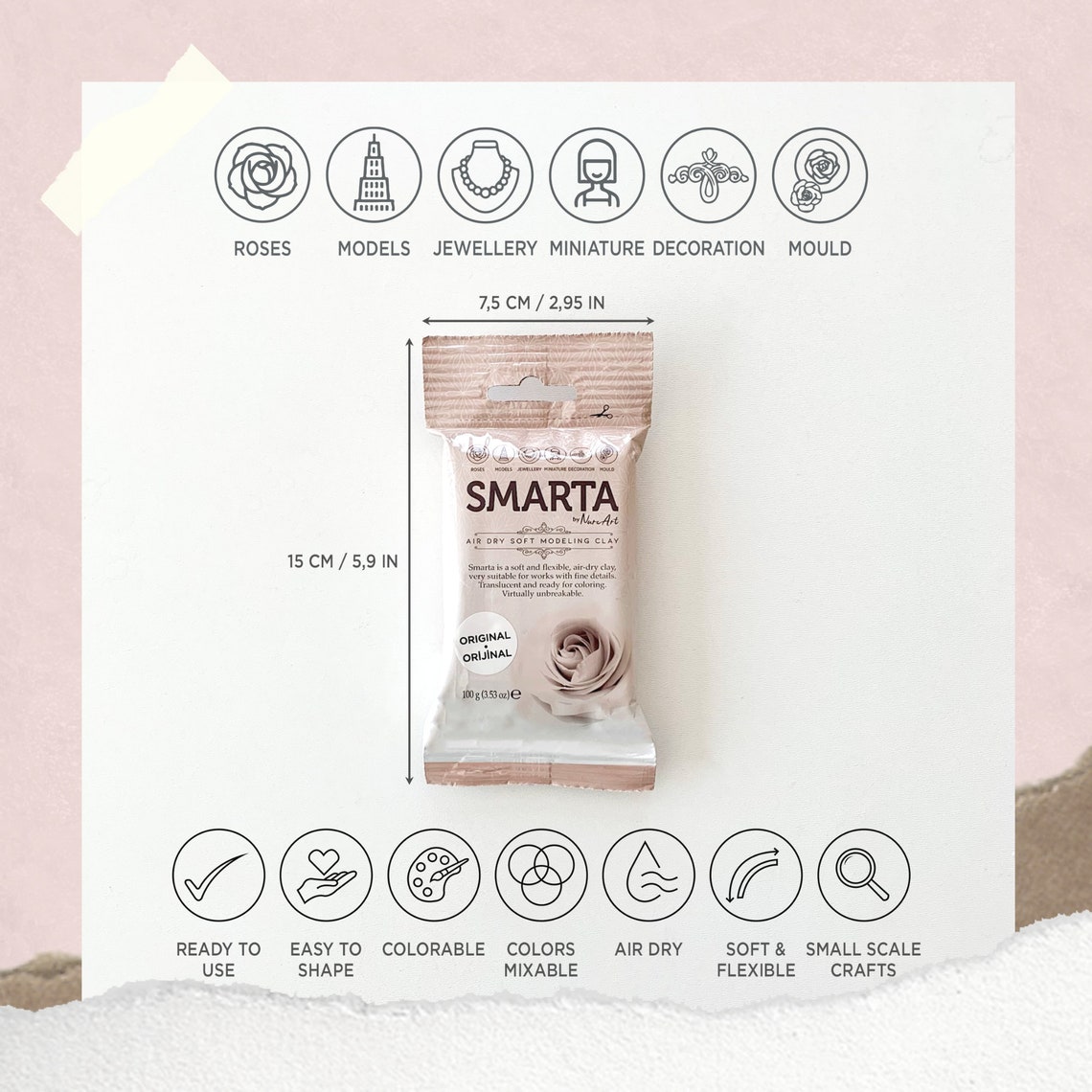Smarta Air Dry Soft Modeling Clay 100g Etsy
