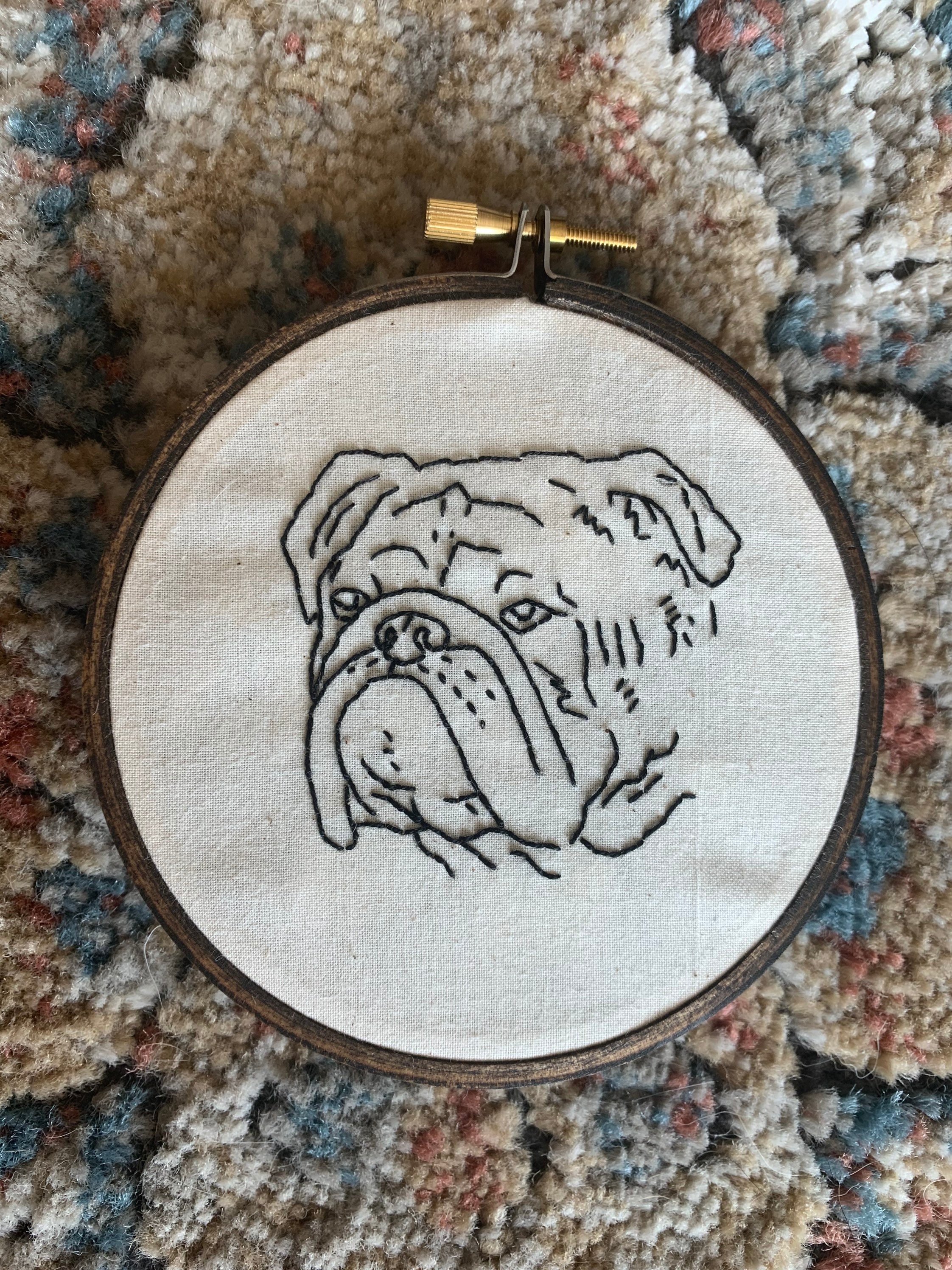 Breed Embroidery Bulldog Etsy
