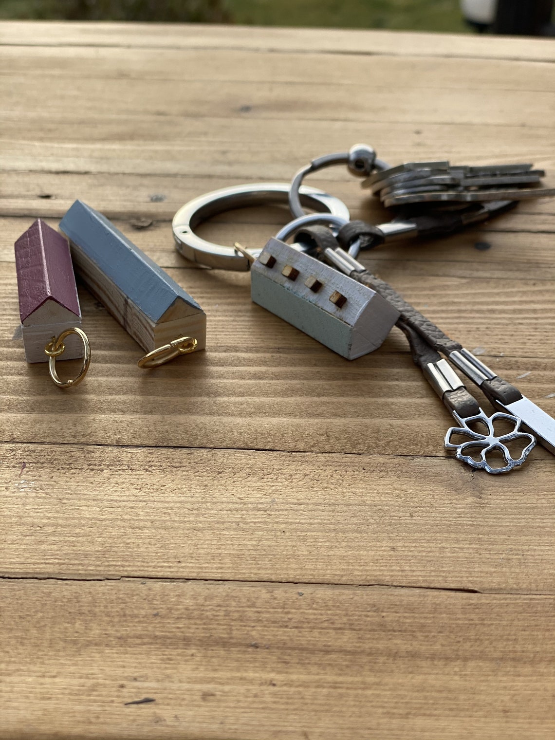 Set of 6 Wooden Houses Camping Key Chain Customize Key Chain Etsy