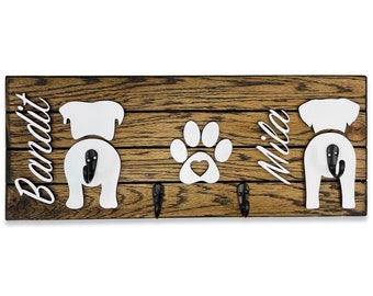 Custom Shiplap Dog Leash Holder, Personalized Pet Leash Holder, 3D Dog Butt Leash Hanger, Pet Leash Holder, Housewarming Gift, Gift For Dogs