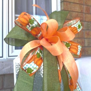 Handmade Fall Pumpkin Lantern Bow: Rustic Autumn Decor