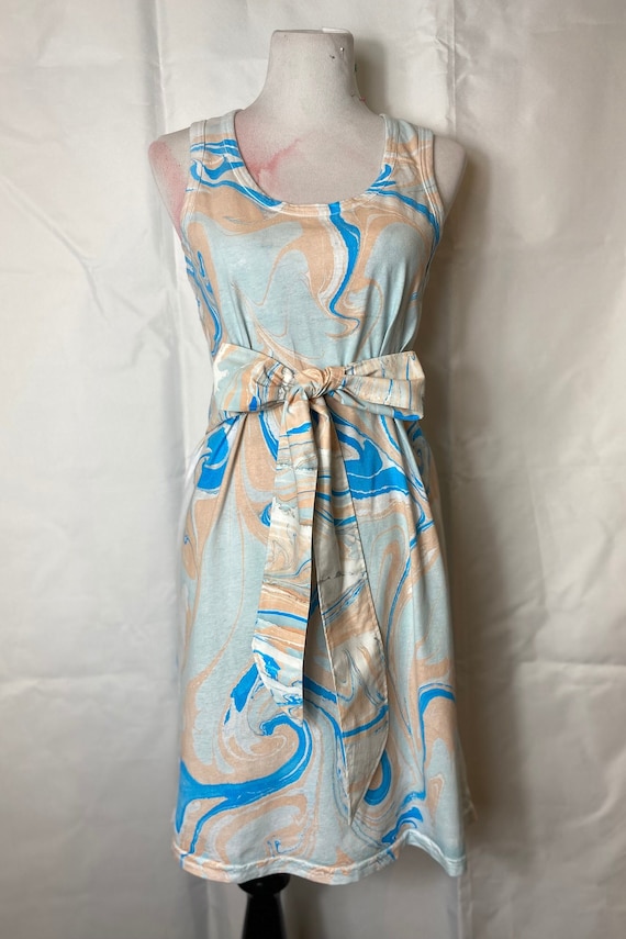 cotton tank dress cover up Hand-marbled Racerback Cover-up or Sundress With Matching Sash. Size Medium. Copper, Dusty Aqua, and Blue Womens dresses Organic Cotton Interlock Stripe boned corset made from a blend SIZE:USA 12 / EU 42 / UK 14