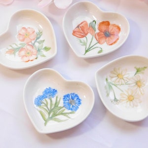 Heart Bowl, Kitchen Bowls, Floral Ceramic Heart Shaped Bowl, Italian Ceramic, Hand Painted Ceramic Mug, Dipping Sauce Bowls, Mother&#39;s Day