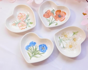 Heart Bowl, Kitchen Bowls, Floral Ceramic Heart Shaped Bowl, Italian Ceramic, Hand Painted Ceramic Mug, Dipping Sauce Bowls, Mother's Day