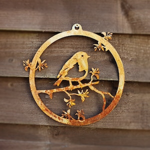 Rusty Rotkehlchen Wanddekoration - Rotkehlchen Garten Geschenk - Wanddeko - Geschenk für Mama / Oma - Metall Gartenverzierung