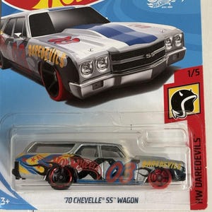 Hot Wheels 1970 Chevelle SS Wagon Hw 50th Daredevils - Silver - Collector&#39;s Edition