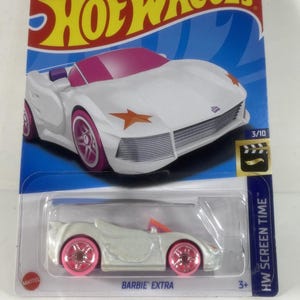 Hot Wheels Barbie Extra Hw Screen Time  ~ Pearl White & Pink Collector&#39;s Edition Christmas Gift Idea