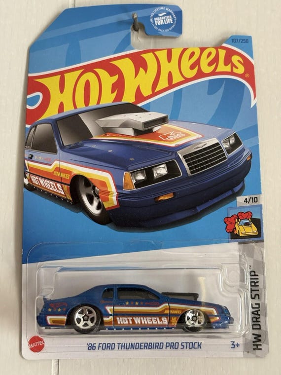 Hot Wheels 1986 Ford Thunderbird Pro Stock Hw Drag Strip - Blue - Collector's Edition
