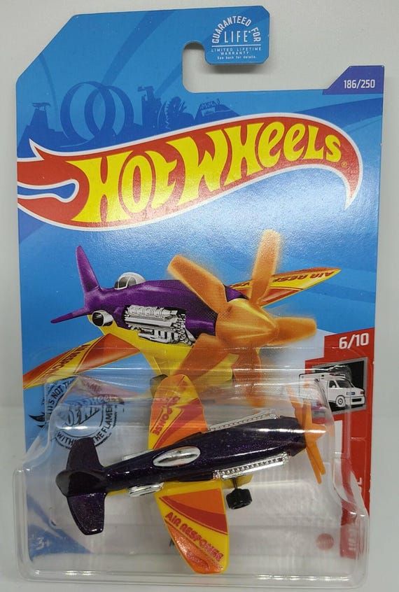 Hot Wheels Mad Propz Aeroplane HW Rescue Purple - Yellow Collector's Edition