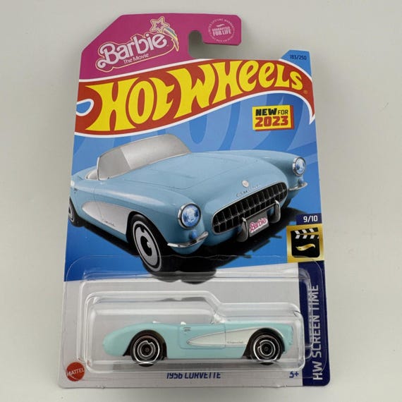 Hot Wheels 1956 Corvette Barbie The Movie HW Screen Time Light Blue Collector's Edition