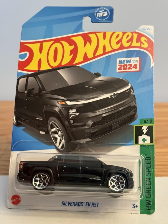 Hot Wheels Silverado EV RST HW Green Speed - Black - Collector's Edition