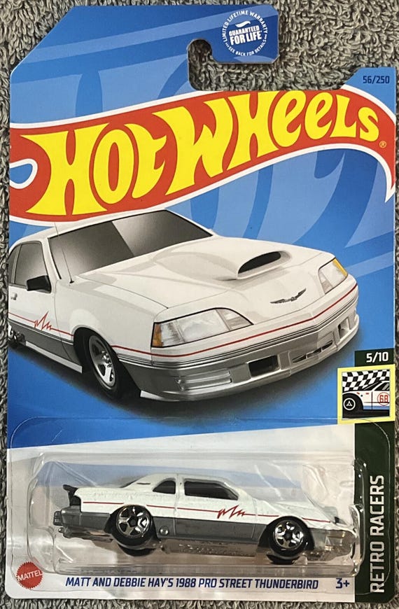 Hot Wheels Matt and Debbie Hays 1988 Pro Street Thunderbird Hw Retro Racers - White - Collector's Edition