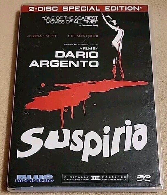 Suspiria (DVD, 1977, Blue Underground, 2-Disc Special Edition) w/Insert Argento