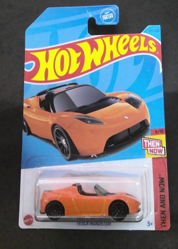 Hot Wheels Tesla Roadster Convertible Orange Collectible EV Model Collector's Edition